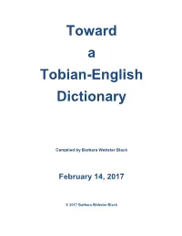 Toward a Tobian-English Dictionary