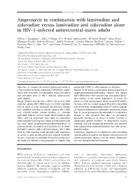 Amprenavir in Combination with Lamivudine and Zidovudine Versus Lamivudine and Zidovudine Alone in HIV-1-Infected Antiretroviral-Naive Adults