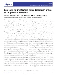Computing Prime Factors with a Josephson Phase Qubit Quantum Processor