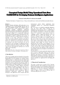 Conceptual Design Model Using Operational Data Store (Codmods) for Developing Business Intelligence Applications
