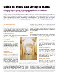 Guide to Study and Living in Malta
