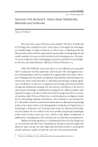 Interview with Richard E. Mayer About Multimedia Materials and Textbooks