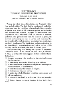 John Wesley's Teaching Concerning Perfection Edward W