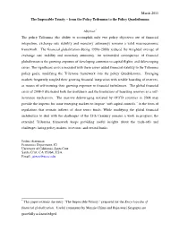 March 2011 the Impossible Trinity – from the Policy Trilemma to the Policy Quadrilemma