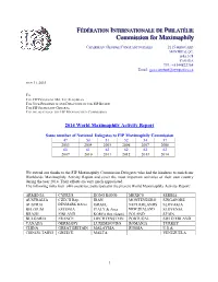 Maximaphily Activity Reports Per Country