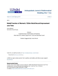 Model Function of Women's 1500M World Record Improvement Over Time