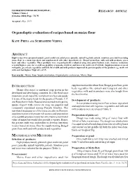 Organoleptic Evaluation of Recipes Based on Maize Flour