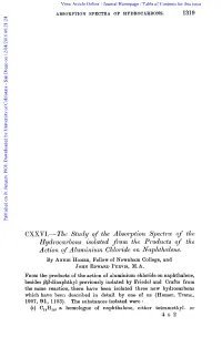 The Study of the Absoiption Spectra of the Hydrocarbons Isolated from the Products of the Action of Alunzinium Chloride on Nup12tkccle.R~E