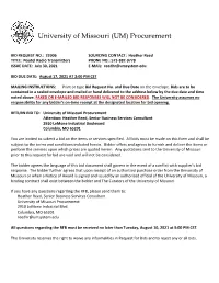 The University of Missouri-Columbia Requests Bids for the Furnishing And