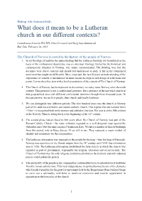 What Does It Mean to Be a Lutheran Church in Our Different Contexts?