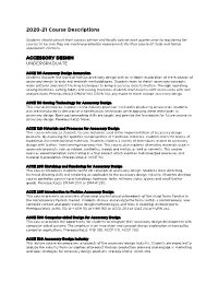 2020-21 Course Descriptions