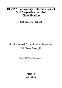 CE2112: Laboratory Determination of Soil Properties and Soil Classification