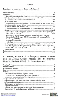 Contents Introductory Essay and Tools by Nalini Balbir E. Leumann, An