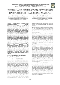 DESIGN and SIMULATION of TORSION BAR(ARB) for FSAE USING MATLAB Parimala Pavan Jonnada Dr