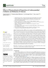 Effect of Physicochemical Properties of Carboxymethyl Cellulose on Diffusion of Glucose