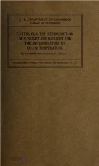 Filters for the Reproduction of Sunlight and Daylight and the Determination of Color Temperature