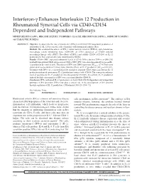 Interferon-Γ Enhances Interleukin 12 Production in Rheumatoid Synovial