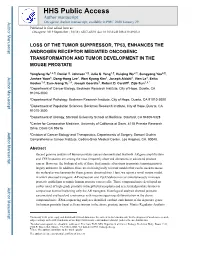 Loss of the Tumor Suppressor, Tp53, Enhances the Androgen Receptor Mediated Oncogenic Transformation and Tumor Development in the Mouse Prostate