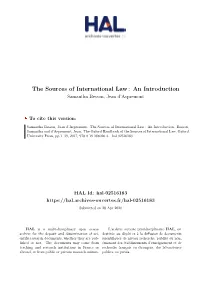 The Sources of International Law: an Introduction