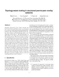 Topology-Aware Routing in Structured Peer-To-Peer Overlay Networks
