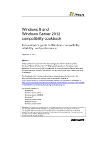 Windows 8 and Windows Server 2012 Compatibility Cookbook