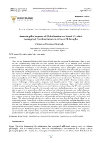 Assessing the Impacts of Globalization on Kwasi Wiredu's Conceptual