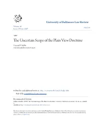 The Uncertain Scope of the Plain View Doctrine
