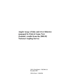 Angler Usage of Lake and River Fisheries Managed by Fish & Game