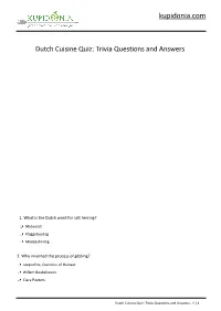 Dutch Cuisine Quiz: Questions and Answers
