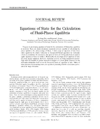 Equations of State for the Calculation of Fluid-Phase Equilibria