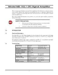 Model MD 152.1 (TF) Signal Amplifier User's Manual