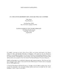 NBER WORKING PAPER SERIES on AVERAGE ESTABLISHMENT SIZE ACROSS SECTORS and COUNTRIES Pedro Bento Diego Restuccia Working Paper 2