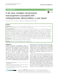 A De Novo Complex Chromosome Rearrangement Associated with Multisystematic Abnormalities, a Case Report