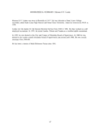 BIOGRAPHICAL SUMMARY: Herman G.P