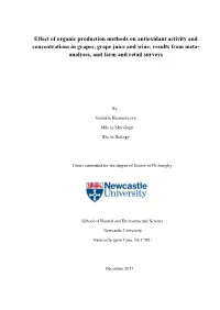 Effect of Organic Production Methods On