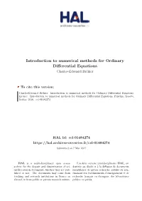 Introduction to Numerical Methods for Ordinary Differential Equations Charles-Edouard Bréhier