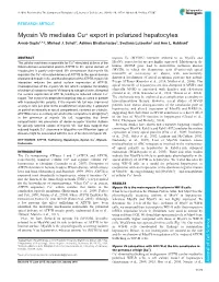Myosin Vb Mediates Cu+ Export in Polarized Hepatocytes Arnab Gupta1,*,‡, Michael J