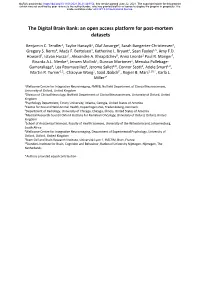The Digital Brain Bank: an Open Access Platform for Post-Mortem Datasets
