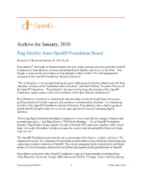 Archive for January, 2010 Ping Identity Joins Openid Foundation Board