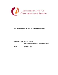 B.C. Poverty Reduction Strategy Submission