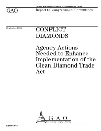 GAO-06-978 Conflict Diamonds: Agency Actions Needed To