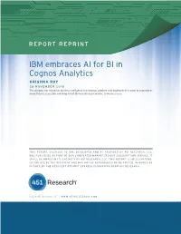 IBM Embraces AI for BI in Cognos Analytics