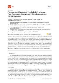 Plasmacytoid Variant of Urothelial Carcinoma: Poor Prognostic Variant with High Expression of CDH1 Mutation