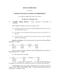 Questions for Oral Answers and Their Replies”