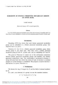 Subgroups of Finitely Presented Metabelian Groups of Finite Rank