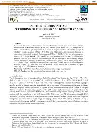 Proto-Kuki-Chin Initials According to Toru Ohno and Kenneth Vanbik
