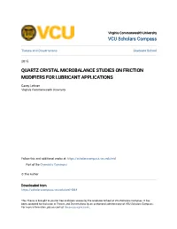 Quartz Crystal Microbalance Studies on Friction Modifiers for Lubricant Applications