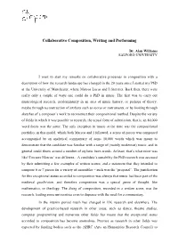 Collaborative Composition, Writing and Performing