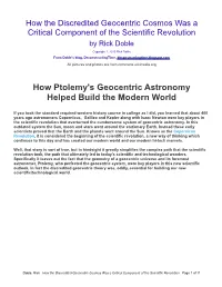 How Ptolemy's Geocentric Astronomy Helped Build the Modern World