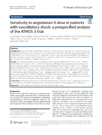 Sensitivity to Angiotensin II Dose in Patients with Vasodilatory Shock: a Prespecifed Analysis of the ATHOS‑3 Trial Kealy R